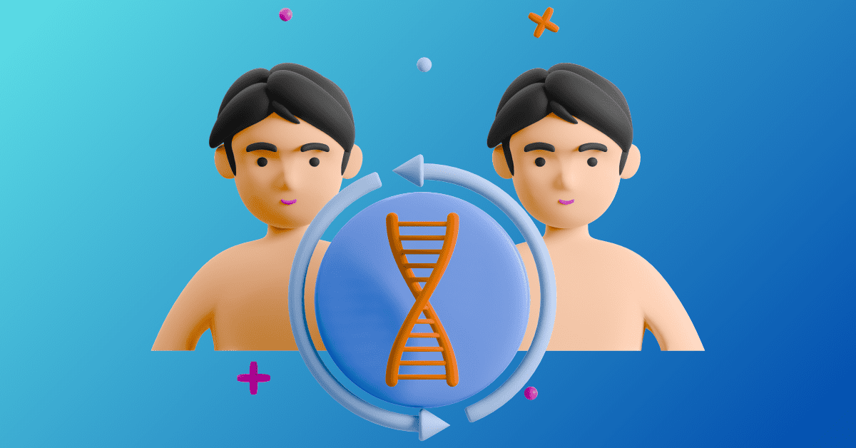 two cloned avatars with DNA icon between them