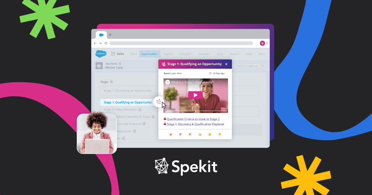 customer spotlight image that shows a screenshot of just-in-time learning platform Spekit.